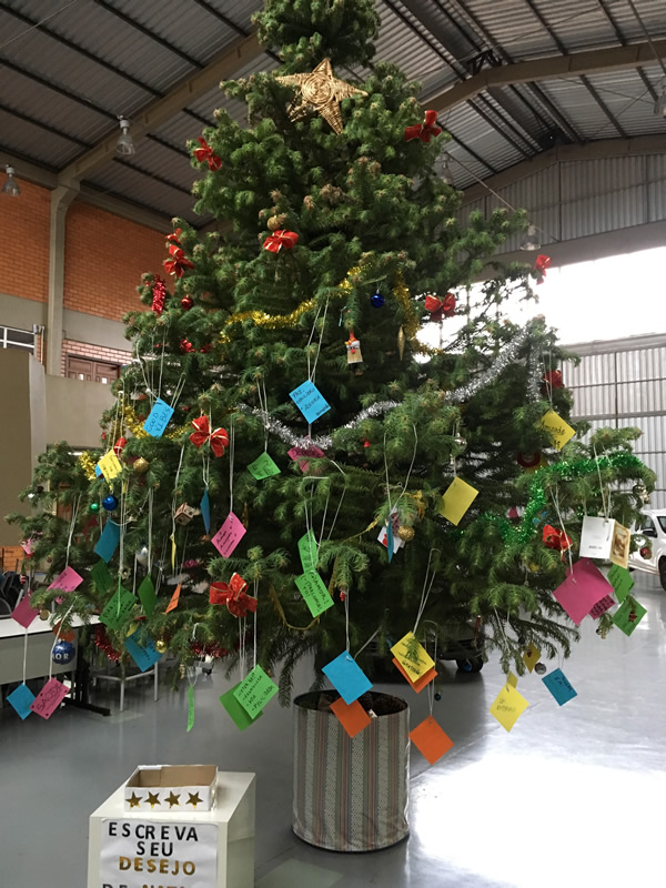 FAHOR monta pinheiro com decoração solidária e desejos de natal - FAHOR -  Faculdade Horizontina